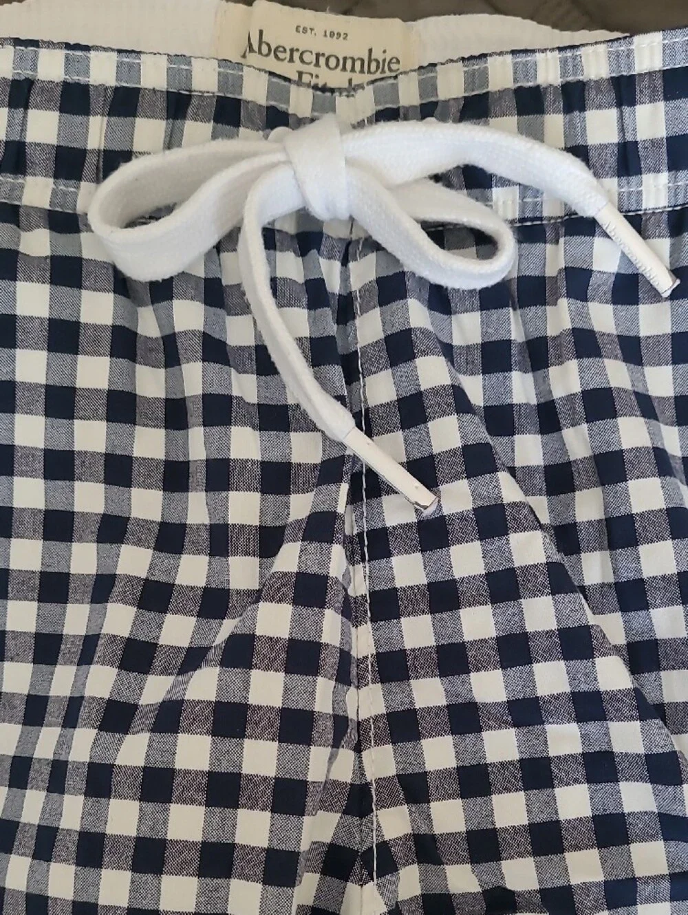 Abercrombie & Fitch Navy and White Checkered Swim Trunks